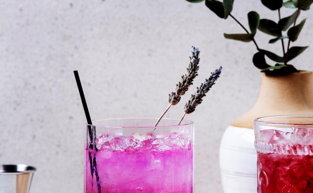 Delicious pink cocktail with lavender