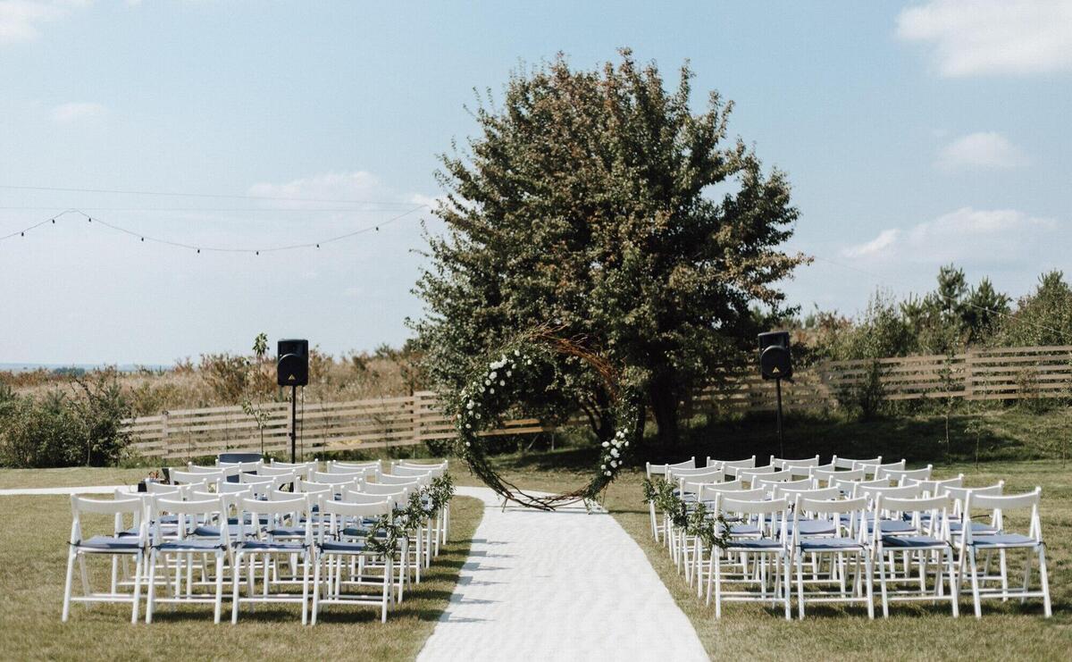 Wedding ceremony place on the nature outside in summer